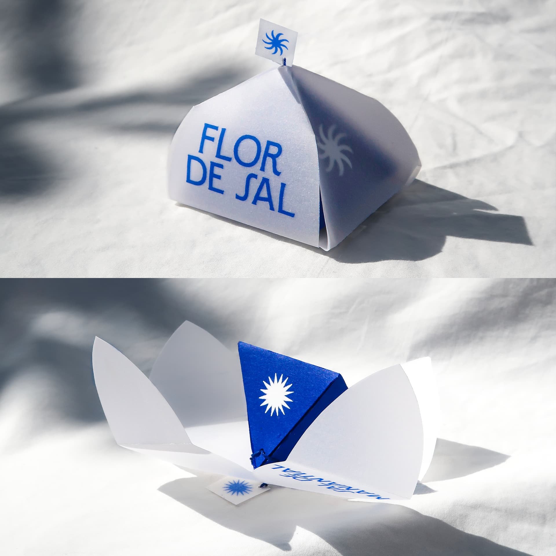 Sample of salt. The salt crystal unfurls into a flower, revealing a tiny salt shaker playing on ‘Flower of Salt’