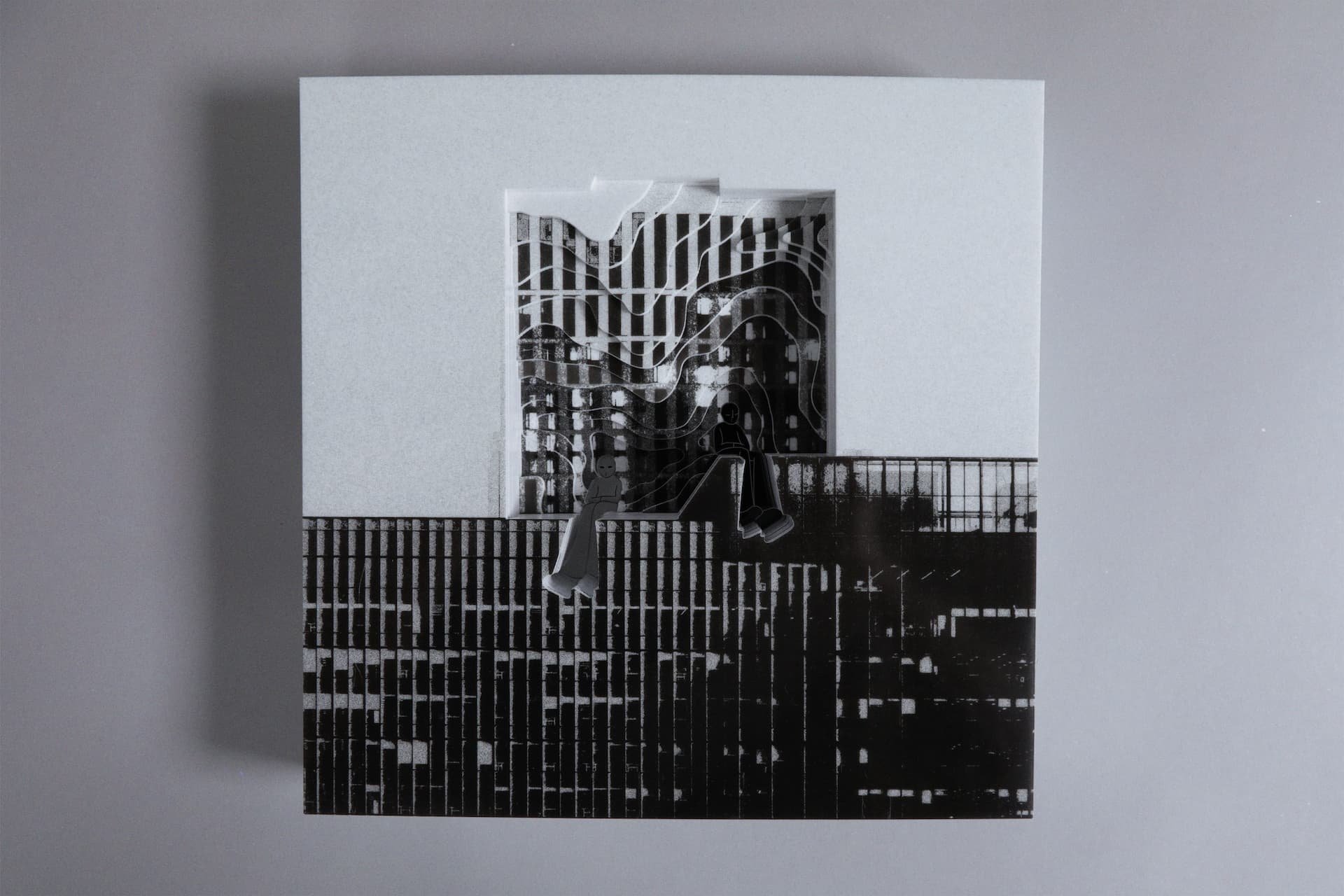Interpolation images for each hour were printed using a lithographic press on a 3mm acrylic sheet and laser cut to create depth within the stack and give a partial visualisation of all interpolation points simultaneously. 