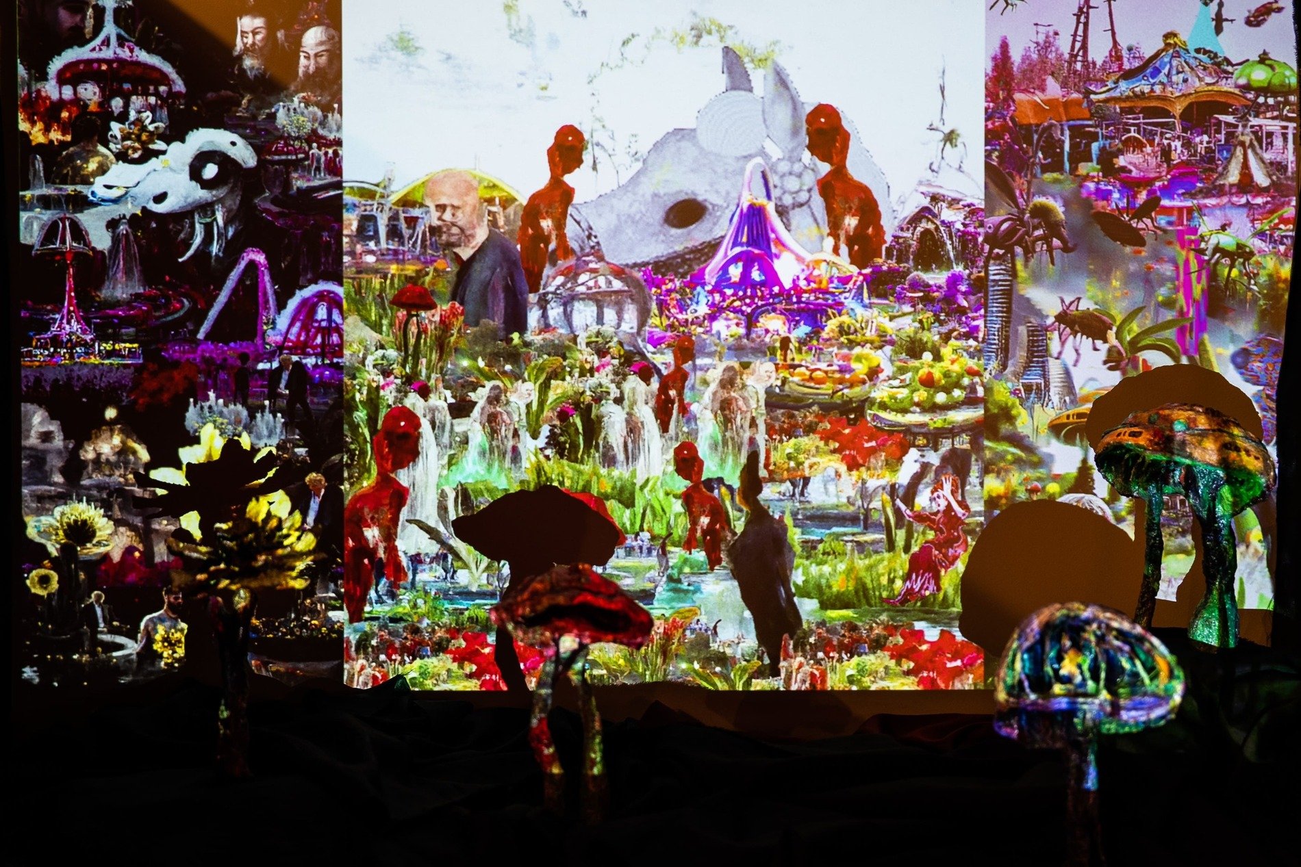 This is the final projection of the finished display section. Setting up this shot was difficult as I needed to control the distance between the projection and the wall to find the best angle for the shot and then place the models in front of the object.