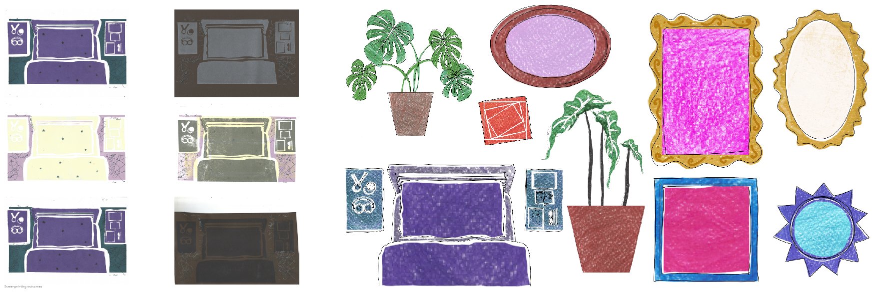 Textures: screen printing and crayons