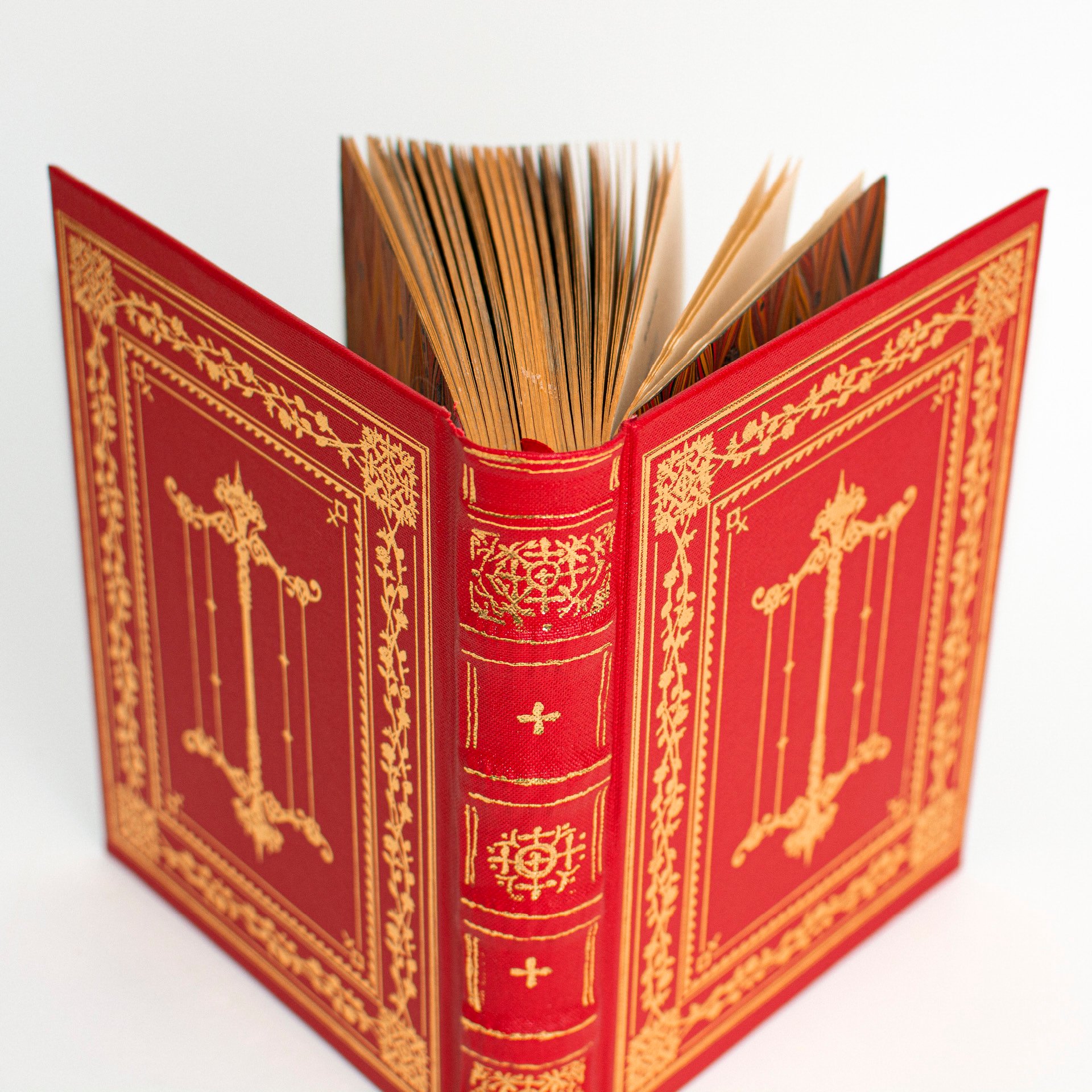 The front, spine and back of The Feminist Bible by Emma Vukman 2023. The spine was gold-foiled by hand while the front and back were hot foiled with a magnesium plate.