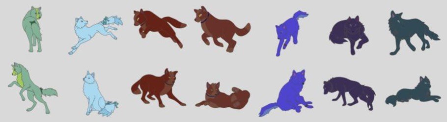 Character Illustrations to be used for Character Profile Pages
Characters (left to right): Mori, Kumo, Taiyo, Tsuki, Mizu, Kiba & Takeshi