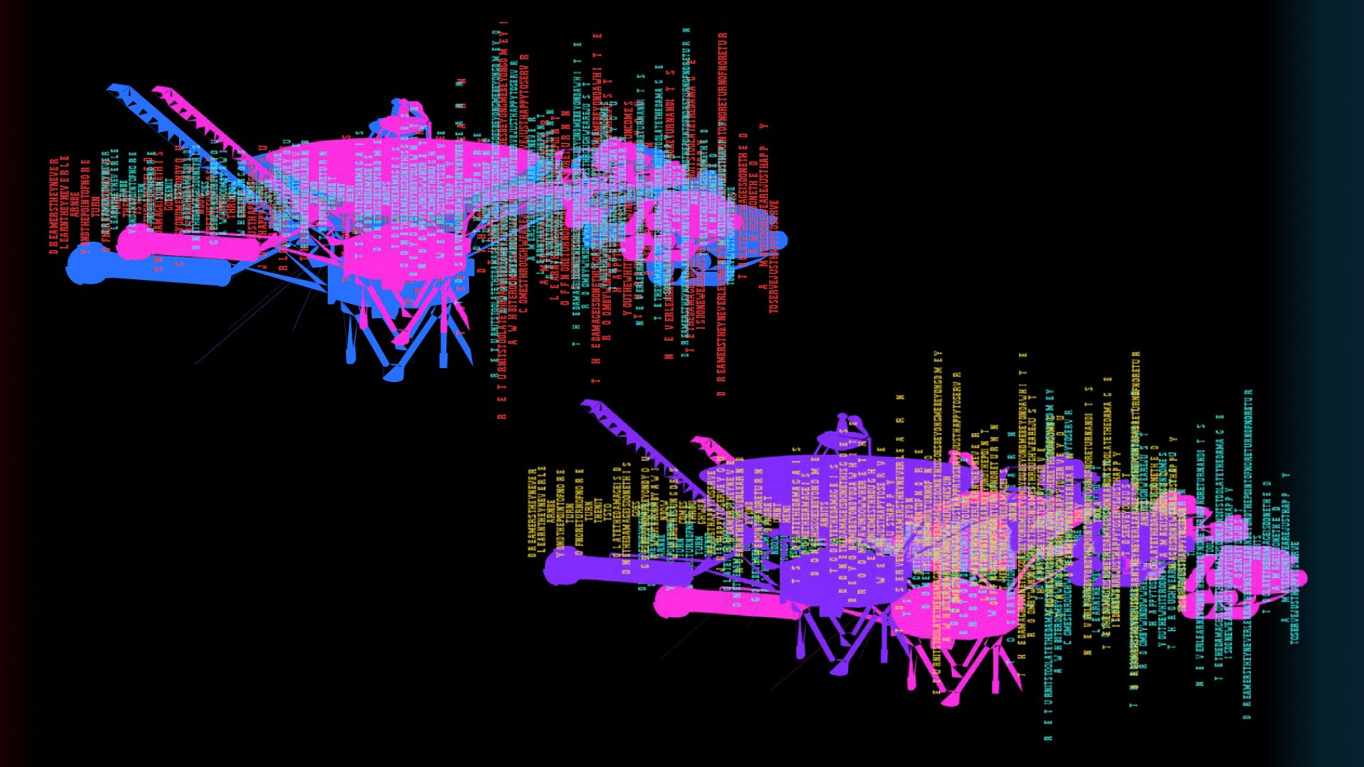 This is the soundwave image of music abstracted combined with lyrics as text. 